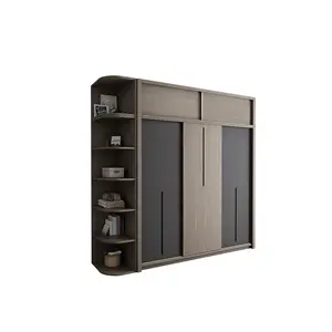 现代工厂销售家用家具设计3门白木衣柜