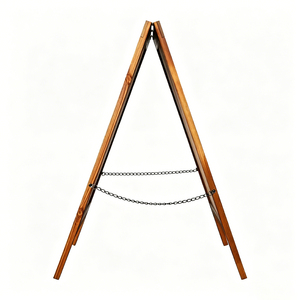Pizarra de madera plegable negra, tipo A-frame, rústica, de pie, para acera - Product Image 2