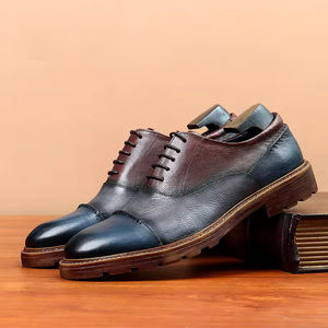 Zapatos Oxford de Hombre, Estilo Retro Británico, Hechos a Mano con Cuero Genuino, para Otoño, Formales de Negocios, con Suela Gruesa, Tipo Derby - Product Image 2