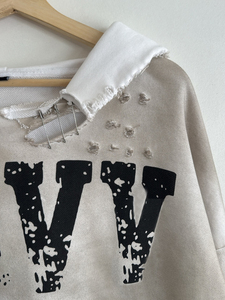 <span class=keywords><strong>Felpa</strong></span> Pullover <span class=keywords><strong>Oversize</strong></span> a Taglio Corto con Stampa Solida, Personalizzata dal Produttore ODM, Stile Streetwear - Product Image 4