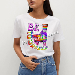 Colore arcobaleno stampato sii te stesso Rolling Pride Heat Transfer Design Iron on Pride Day Shirt DTF Roller Skate Transfers - Product Image 2