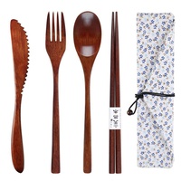 Vente chaude en gros OEM ODM couteau en bois cuillère fourchette baguettes ensemble de vaisselle d'extérieur portable pour la cuisine et la maison