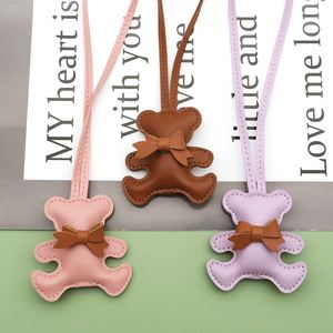 Cute <b>Bow</b> Bear Keychain PU Leather Fashion Pendant Luggage Tag Soft Cotton-Filled Cartoon Gift for Girls & Women Wholesale - Product Image 6