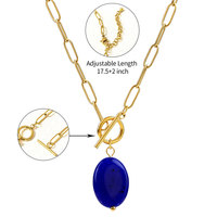Cadena OT Personalizada de Moda, Antideslustre, de Acero Inoxidable 316L, Chapada en Oro de 14k y 18k, con Piedras Naturales de Cristal y Jade, para Hombre y Mujer