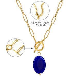 สร้อยคอแฟชั่นกันหมองแบบสั่งทำพิเศษ วัสดุสแตนเลสสตีล 316L ชุบทอง 14k 18k ประดับด้วยหินธรรมชาติ คริสตัล และหยก สำหรับผู้ชายและผู้หญิง - Product Image 5