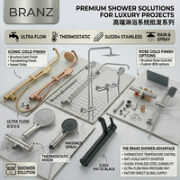 Ensemble complet de douche colonne murale thermostatique en laiton massif gris anthracite avec affichage numérique et éclairage d'ambiance pour salle de bain