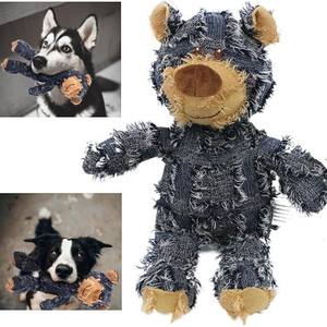 Yüksek kaliteli Denim peluş köpek çiğnemek oyuncak sağlam interaktif oyun sıkıntı kabartma toksik olmayan çevre dostu diş çıkarma yardım köpekler için - Product Image 1
