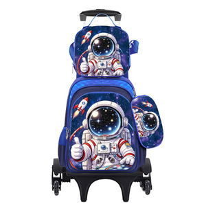 Tas Troli Sekolah Anak Kartun 16 Inci 3 Pcs Set 3D untuk Anak-anak, Set Ransel Sekolah dengan 2 Roda, Ransel Siswa dengan Troli - Product Image 6