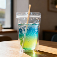 Pochettes souples personnalisées de 350 ml en BOPP mat, avec fermeture éclair refermable, pour bière et boissons