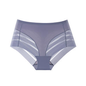 Culottes string sans couture en maille respirante taille haute en soie glacée très élastique grande taille avec dentelle sexy pour femme, collection été 2024, offre ODM 10 - Product Image 3