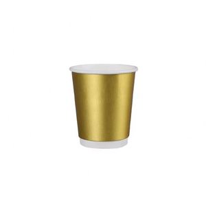 Disposable 8-Oz <b>Double</b> <b>Wall</b> Premium Craft <b>Coffee</b> Paper <b>Cup</b> with Custom Logo Gold Foil Recyclable - Product Image 1