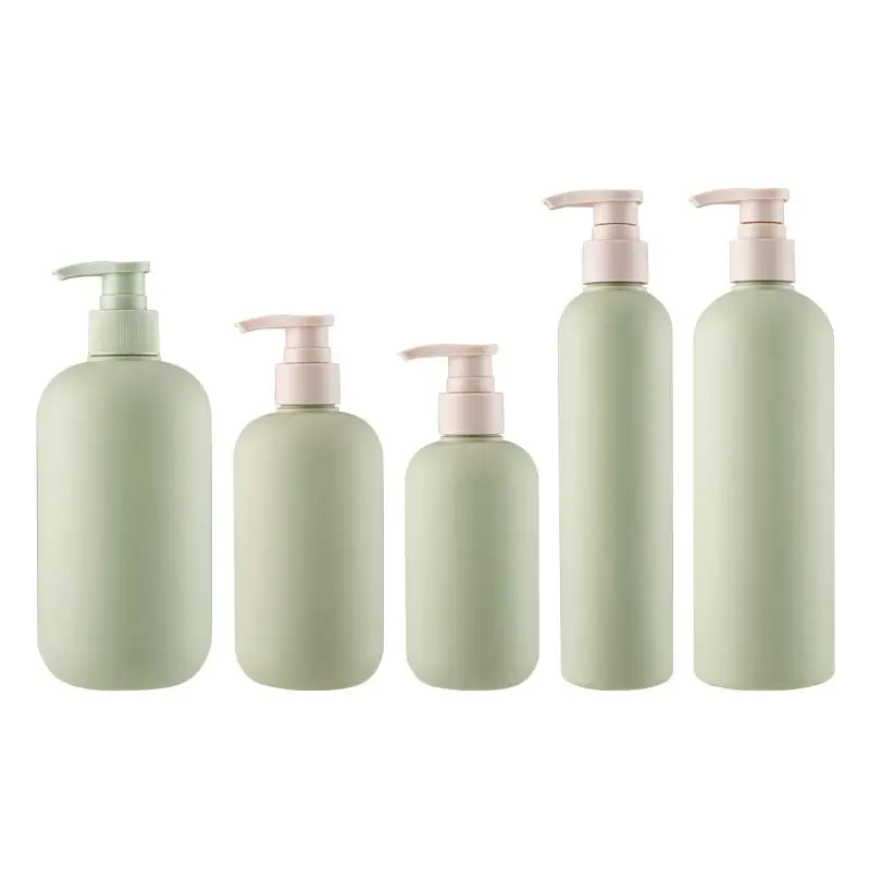 Venda imperdível frasco de bomba de loção cosmética HDPE de 200ml 260ml 300ml 400ml 500ml frasco de shampoo e condicionador de plástico verde