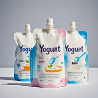 Aangepaste Stand-Up Navulbare Doypack Tuit Vloeibare Fruit Yoghurt Verpakking Pla Biologisch Afbreekbaar Herbruikbare Babyvoeding Tuit Yoghurt Zakje