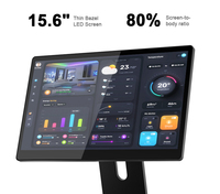 Máquina POS sin ventilador de diseño innovador de 15.6 pulgadas, fabricada en fábrica, con sistema POS Windows 11, soporte VESA y cuerpo delgado de aluminio.