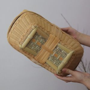 Handmade Bamboo Storage <b>Basket</b> Rectangle Kitchen Neatening Natural Color Single Tier <b>Gift</b> - Product Image 4