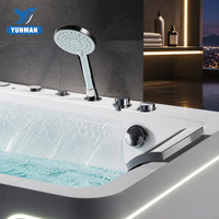 Baignoire balnéo rectangulaire autoportante moderne de 1700 mm avec 22 jets, fenêtre en verre, éclairage LED, en acrylique, pour usage hôtelier