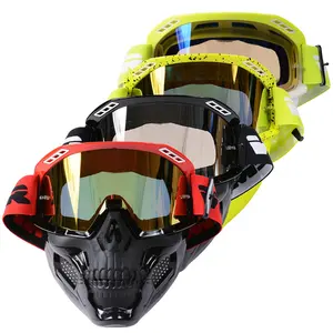 2022 New Windproof Motorcycle Goggles With Mask Motorcycle Moto Glasses ATV Ski Sport MX Off Road Helmet Cycling Racing Goggles
