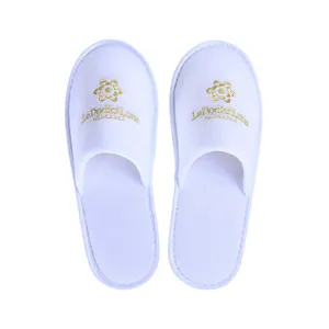 OEM logo hotel supplies 100% cotton towel cloth disposable hotel slippers China factory customized