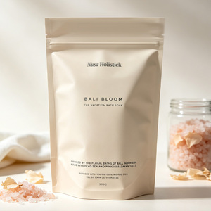 Bolsas de mylar blanco mate personalizadas, resellables con cierre ziplock, para 300g de sal de baño, exfoliante corporal, bolsa de embalaje para venta al por menor. - Product Image 1