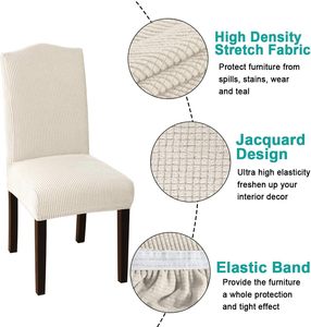 Housse de chaise amovible, extensible, en tissu Spandex/Polyester, résistante à l'eau, pour chaise de salle à manger - Product Image 6