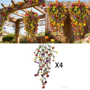 Guirlandes de fleurs artificielles violettes 45 mailles pour décoration suspendue de jardin, moulage par injection plastique X4 - Product Image 1