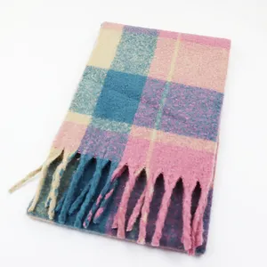 Custom jacquard woven Long Scarves Shawls Winter acrylic yarn cashmere pashmina wool fabric retro Tassel Scarf for women