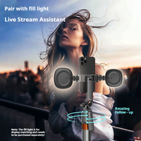 Trépied de photographie de voyage pliable AI Smart Tracking PTZ Q13 avec suivi intelligent, perche à selfie, support de téléphone pour diffusion en direct et vidéo, et éclairage LED