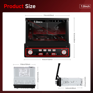 Autoradio Podofo Single Din avec écran tactile HD de 7 pouces, lecteur MP5 pour <span class=keywords><strong>voiture</strong></span>, rétractable, USB/Type-C/BT/EQ FM MIC, universel OEM ODM - Product Image 4