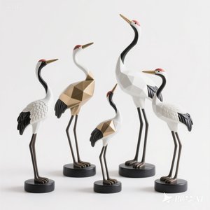 Figurine et statue élégantes en résine de grue-Décor zen <span class=keywords><strong>japonais</strong></span> de 10 "de haut, accents dorés peints à la main, quantité minimale de commande 500 pièces - Product Image 1