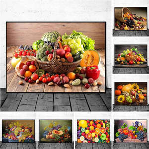 Peinture sur verre colorée scandinave avec motifs de fruits et légumes nordiques pour la décoration murale de cuisine - Product Image 5
