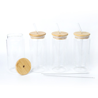 En stock : Tasse en verre borosilicate de haute qualité en forme de boîte avec couvercle en bambou et paille en verre pour boire