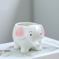 Vente en gros Pots de cactus à jardinière en céramique moderne de bureau d'intérieur en forme d'animal blanc personnalisé