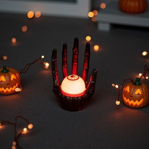 Luci LED a Forma di Mano di Scheletro e Zucca per Halloween, Candela Elettronica Bianco Caldo con Volti Spaventosi per Decorazioni da Tavolo e Feste - Product Image 5