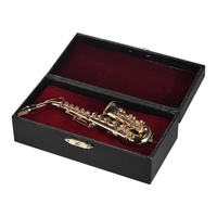 Mini saxophone alto en laiton, modèle de saxophone, instrument de musique de bureau exquis, décoration, ornements, cadeau musical avec boîte délicate