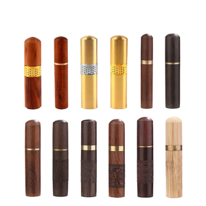Étui à aiguilles en bois, <span class=keywords><strong>tube</strong></span> de rangement pour aiguilles à coudre en laiton, outil portable pour le travail du cuir - Product Image 2