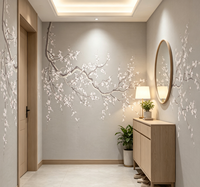 Murale murale chinoise en papier 3D personnalisée, motif arbre fleuri et oiseaux, imperméable, élégante, pour chambre à coucher, salles à manger, salon de thé, bureau