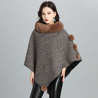 Vente en gros 2024 dernières dames fausse fourrure pull Cape haute qualité hiver chaud plaine femmes fourrure Poncho