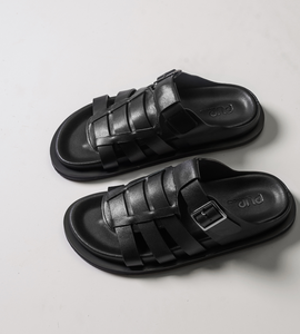 Chanclas Antideslizantes de Cuero Vacuno Genuino al por Mayor con Entresuela de Microfibra y Amortiguación de TPR, Tallas 36-45, Color Marrón - Product Image 2