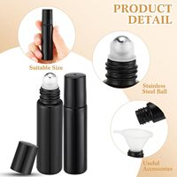 Flacons noirs mats de 10 ml pour parfum et huiles essentielles, flacon en verre à bille de 10 ml avec bouchon à bille métallique pour huiles