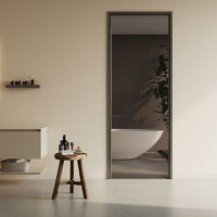 Porte en aluminium et verre de style postmoderne, à fermeture hermétique, pour bureau, maison, salle de bain