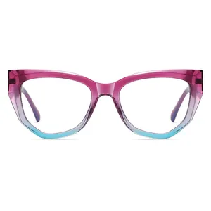 Fabricant de <span class=keywords><strong>lunettes</strong></span>, montures de <span class=keywords><strong>lunettes</strong></span> en acétate, style œil de chat, nouvelles montures tendance à bord épais, anti-lumière bleue, montures optiques pour femmes - Product Image 1