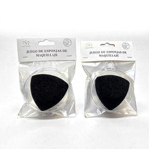Spugnetta triangolare nera in plastica per polvere di marshmallow, grande strumento per applicazione cosmetica con scatola portaoggetti - Product Image 1