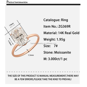 Anillos de Compromiso de oro sólido de 14k 3CT Oval D/VVS moissanita, joyería fina, gran oferta - Product Image 6