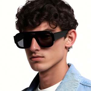 Gafas de Sol Cuadradas con Logotipo Personalizado, Estilo Vintage 2025, Lentes Anchas y Coloridas, Protección UV400, Doble Puente, para Hombre y Mujer - Product Image 1