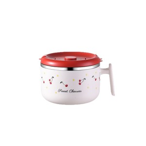 <b>Sweet</b> Cherries Stainless Steel Bowl With Lid Round Instant Noodle Bowl For Travel And Office Use - Product Image 5