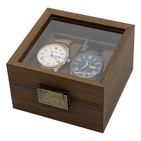 Boîte de montre en bois massif de noyer haut de gamme Bracelet boîtier de collier boîte en bois avec couvercle transparent