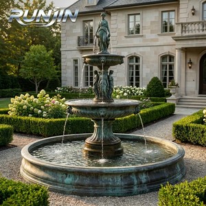 Fuente Moderna de Estilo Antiguo RUNJIN, de Tamaño Real, en Capas, para Exteriores, Villas y Jardines, de Metal Fundido de Alta Calidad, Color Bronce - Product Image 1