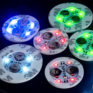 Cheap Eco Friendly Plastic Custom Silk Printed LED Flashing Coaster Light Sticker Promotional Gifts for Night Clubs Bars