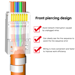 Connecteur <span class=keywords><strong>RJ45</strong></span> traversant <span class=keywords><strong>Cat7</strong></span>, fiche blindée 1,5 mm, connecteur modulaire FTP <span class=keywords><strong>CAT7</strong></span> 8P8C blindé, 10 pièces/50 pièces/100 pièces - Product Image 4