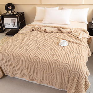 Custom Printed Cozy Woven Jacquard Luxury Bedding Soft Plush <b>Fleece</b> <b>Throw</b> with Solid Stripe for Bed or Sofa Use in Winter - Product Image 1